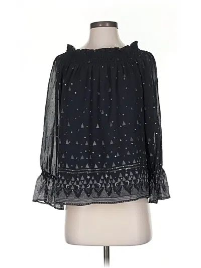 Pre-owned Joie 3/4 Sleeve Silk Top Black Off The Shoulder Neckline Tops