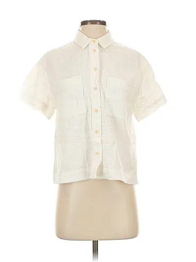 Pre-owned Madewell Short Sleeve Blouse In White