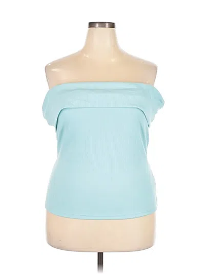 Pre-owned Old Navy Short Sleeve Top Teal Strapless Neckline Tops In Blue