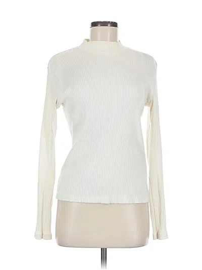 Pre-owned Uniqlo Long Sleeve Top Ivory Turtleneck Tops In White