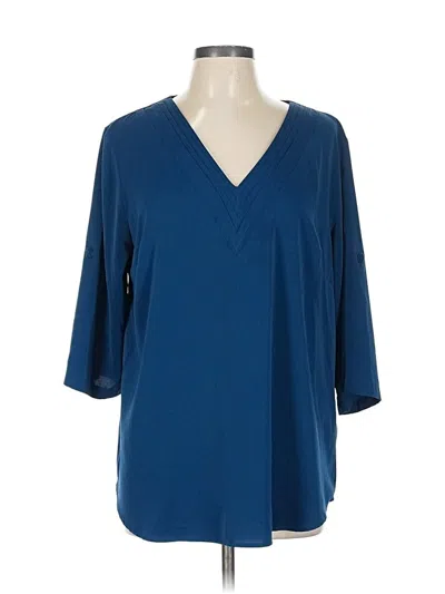 Pre-owned Bloomchic 3/4 Sleeve Blouse In Blue