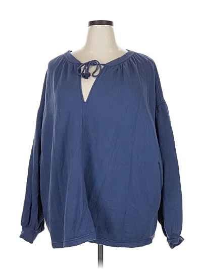 Pre-owned Aerie Long Sleeve Blouse In Blue