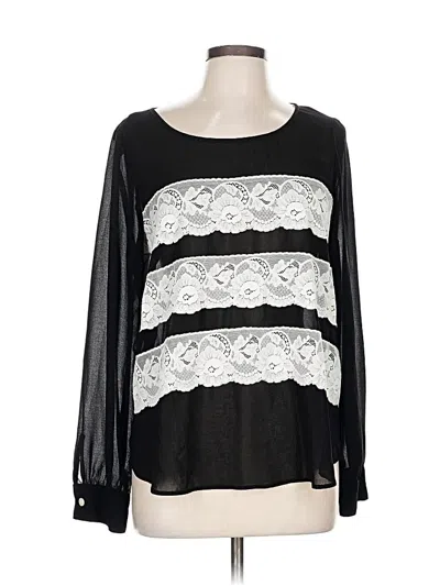 Pre-owned Karen Kane Long Sleeve Blouse In Black