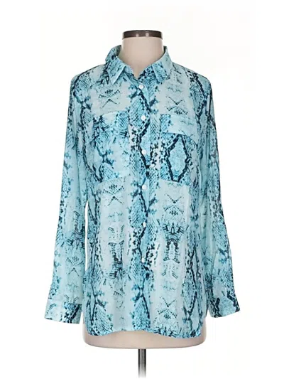 Pre-owned Unbranded Long Sleeve Blouse In Blue