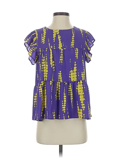 Pre-owned Peach Love Short Sleeve Blouse In Purple