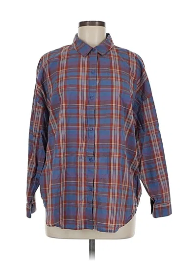 Pre-owned Melrose And Market Long Sleeve Button Down Shirt In Blue