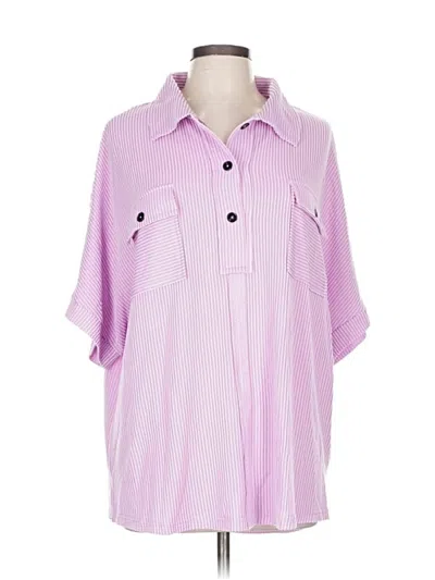 Pre-owned Unbranded 3/4 Sleeve Blouse In Purple