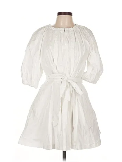 Pre-owned Caryn Lawn Casual Dress In White