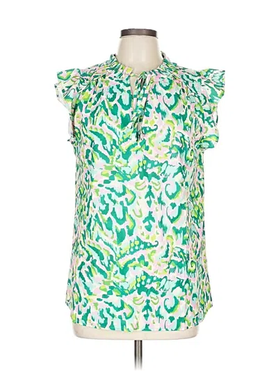 Pre-owned Unbranded Short Sleeve Blouse In Green
