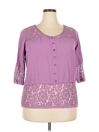 Pre-owned Unbranded 3/4 Sleeve Blouse In Purple