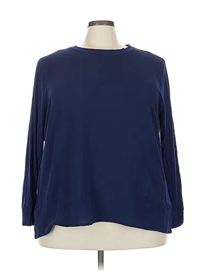 Pre-owned Lane Bryant 3/4 Sleeve Top Blue Crew Neck Tops