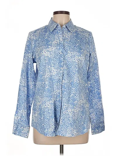 Pre-owned Foxcroft Long Sleeve Button Down Shirt In Blue