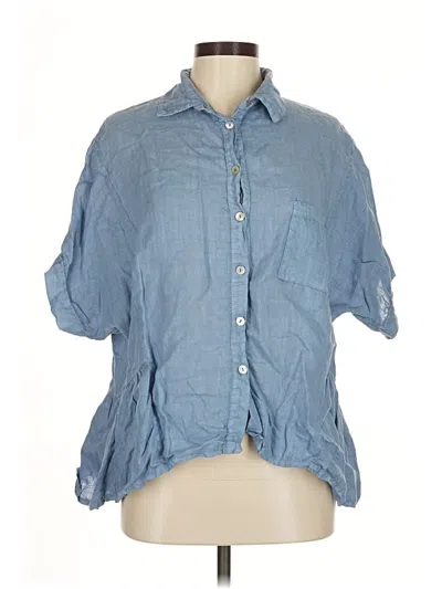 Pre-owned Baci Short Sleeve Button Down Shirt In Blue