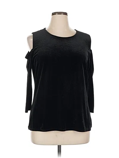 Pre-owned Tahari 3/4 Sleeve Top Black Cold Shoulder Neckline Tops