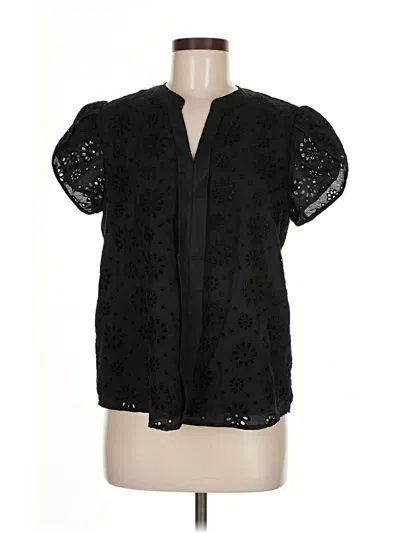 Pre-owned Kate Kasin Short Sleeve Blouse In Black