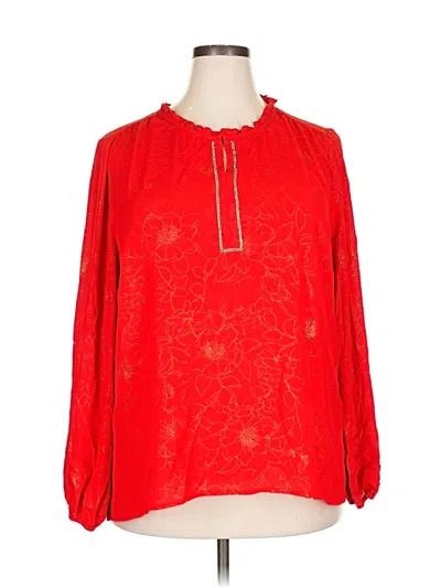 Pre-owned Liz Claiborne Long Sleeve Blouse In Red