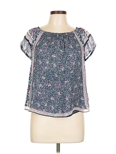 Pre-owned Joie Short Sleeve Silk Top Blue Square Neckline Tops