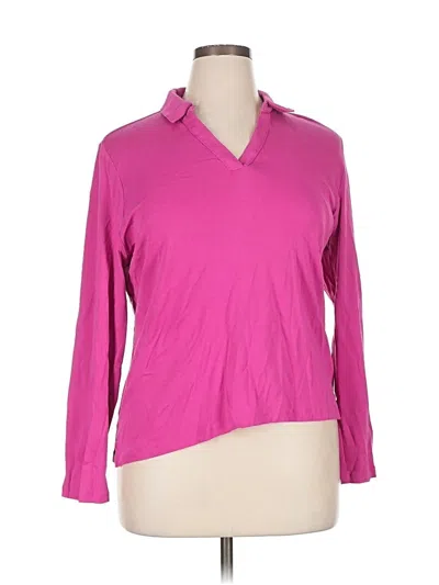 Pre-owned Charter Club Long Sleeve Polo Shirt In Pink