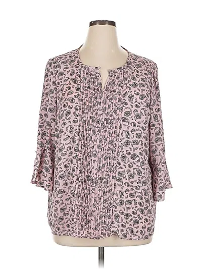 Pre-owned Roz & Ali 3/4 Sleeve Blouse In Pink