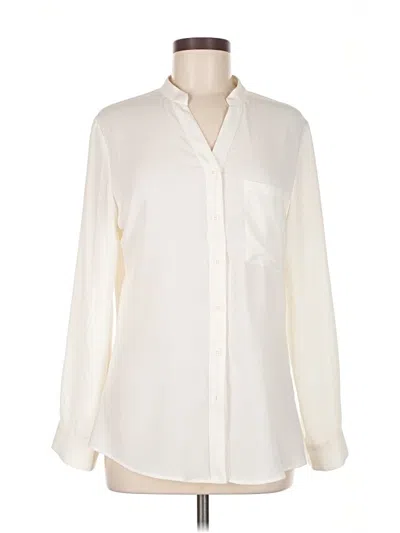 Pre-owned Elizabeth & Clarke Long Sleeve Blouse In White