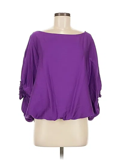 Pre-owned Diane Von Furstenberg 3/4 Sleeve Silk Top Purple Boatneck Tops