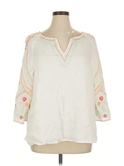 Pre-owned Charter Club 3/4 Sleeve Blouse In White
