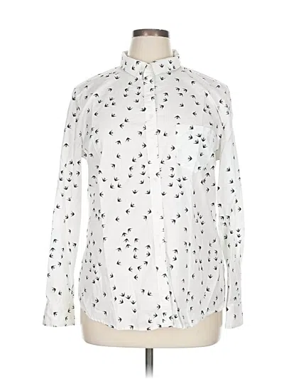 Pre-owned Banana Republic Factory Store Long Sleeve Blouse In White