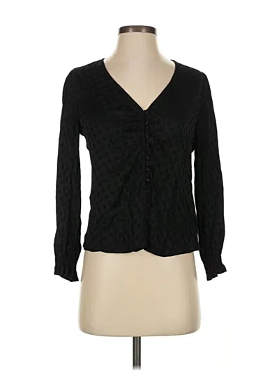 Pre-owned Madewell Long Sleeve Blouse In Black