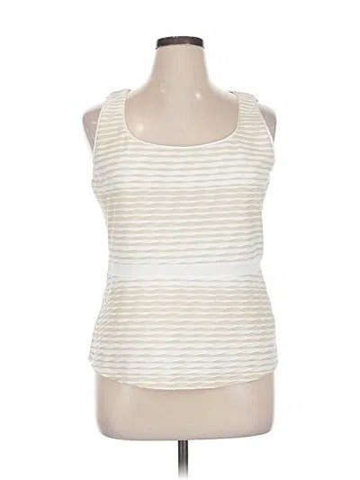 Pre-owned White House Black Market Tank Top Ivory Stripes Pattern Scoop Neck Tops In White
