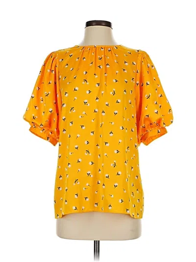 Pre-owned Kate Spade New York Short Sleeve Blouse In Yellow