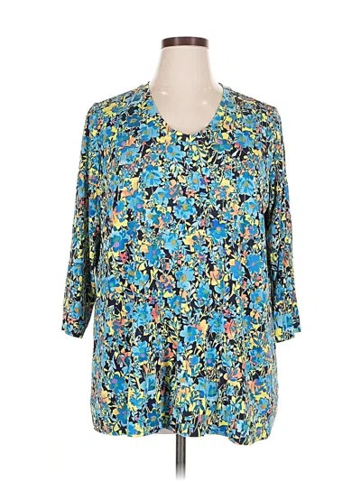 Pre-owned Logo By Lori Goldstein 3/4 Sleeve Blouse In Blue