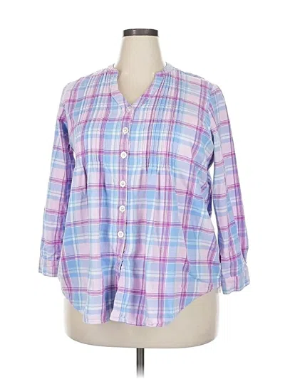 Pre-owned Woman Within 3/4 Sleeve Button Down Shirt In Pink