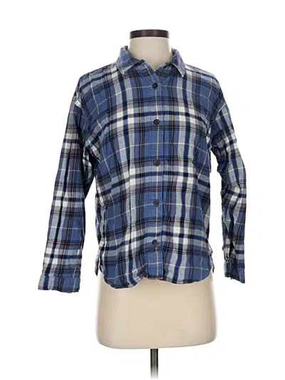 Pre-owned Uniqlo 3/4 Sleeve Button Down Shirt In Blue