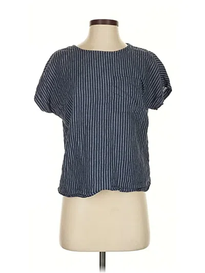 Pre-owned L.l.bean Short Sleeve Top Blue Square Neckline Tops
