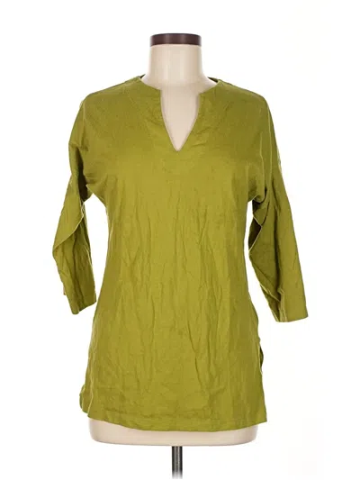Pre-owned Newport News 3/4 Sleeve Top Green V Neck Tops