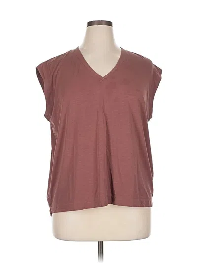 Pre-owned Athleta Short Sleeve Top Burgundy V Neck Tops