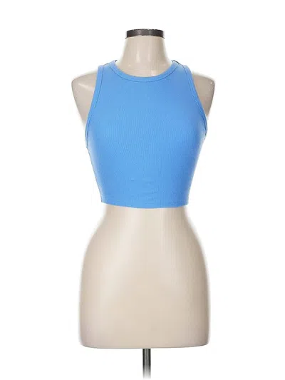 Pre-owned Zara Tank Top Blue Halter Neckline Tops