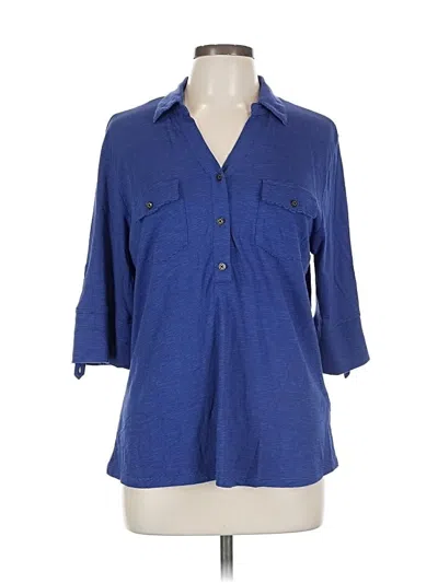 Pre-owned Coral Bay 3/4 Sleeve Button Down Shirt In Blue