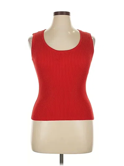 Pre-owned Newport News Sleeveless Top Red Scoop Neck Tops