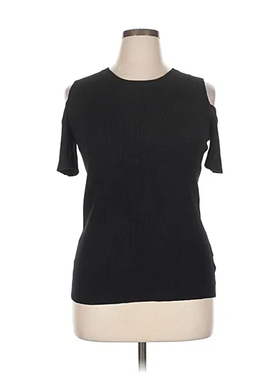 Pre-owned Michael Michael Kors Short Sleeve Top Black Cold Shoulder Neckline Tops