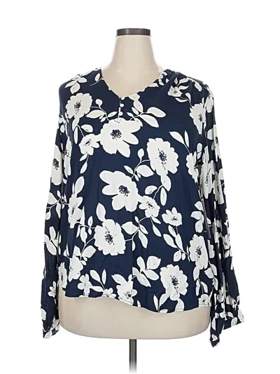 Liz Claiborne Long Sleeve Blouse In Blue