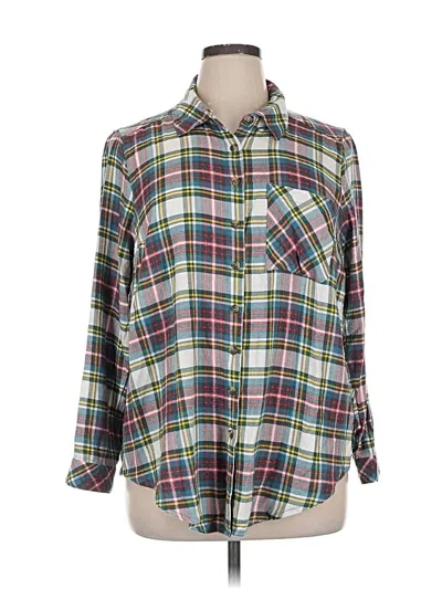 Pre-owned Torrid Long Sleeve Button Down Shirt In Green