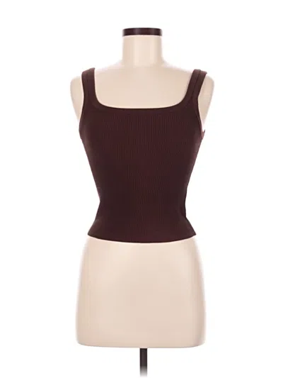 Pre-owned Cuts Tank Top Brown Strapless Neckline Tops