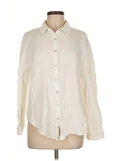 Pre-owned Princess Polly Long Sleeve Button Down Shirt In White