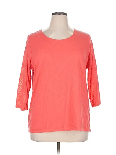 Pre-owned Coldwater Creek 3/4 Sleeve T-shirt In Orange