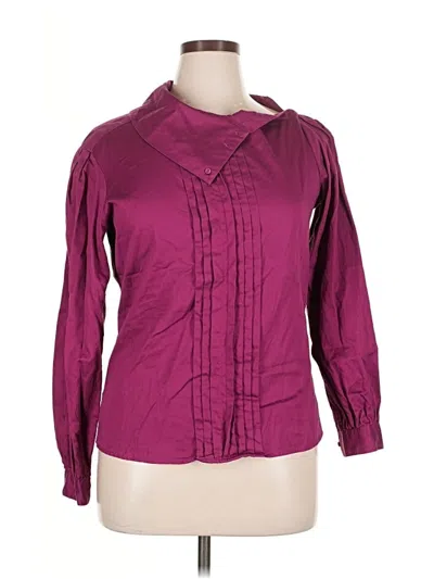 Pre-owned Foxcroft Long Sleeve Blouse In Burgundy