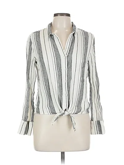 Pre-owned Cloth & Stone Long Sleeve Blouse In White