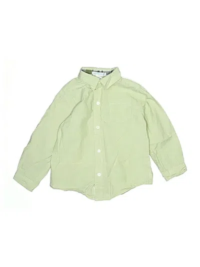 Pre-owned Janie And Jack Kids' Long Sleeve Button Down Shirt In Green