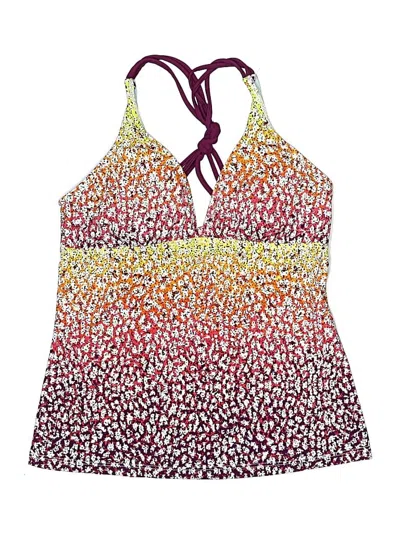 Pre-owned Athleta Swimsuit Top Yellow Print Pattern Swimwear