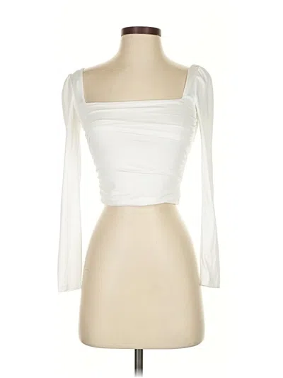 Pre-owned All The Ways 3/4 Sleeve Top Ivory Sweetheart Neckline Tops In White